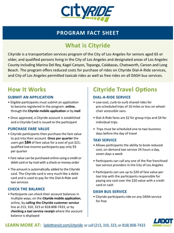 Cityride factsheet